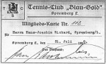 Mitgliedskarte im Tennisclub „Blau-Gold“